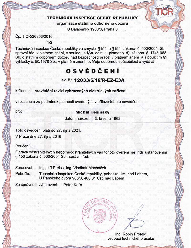 ČSN EN Certifikát